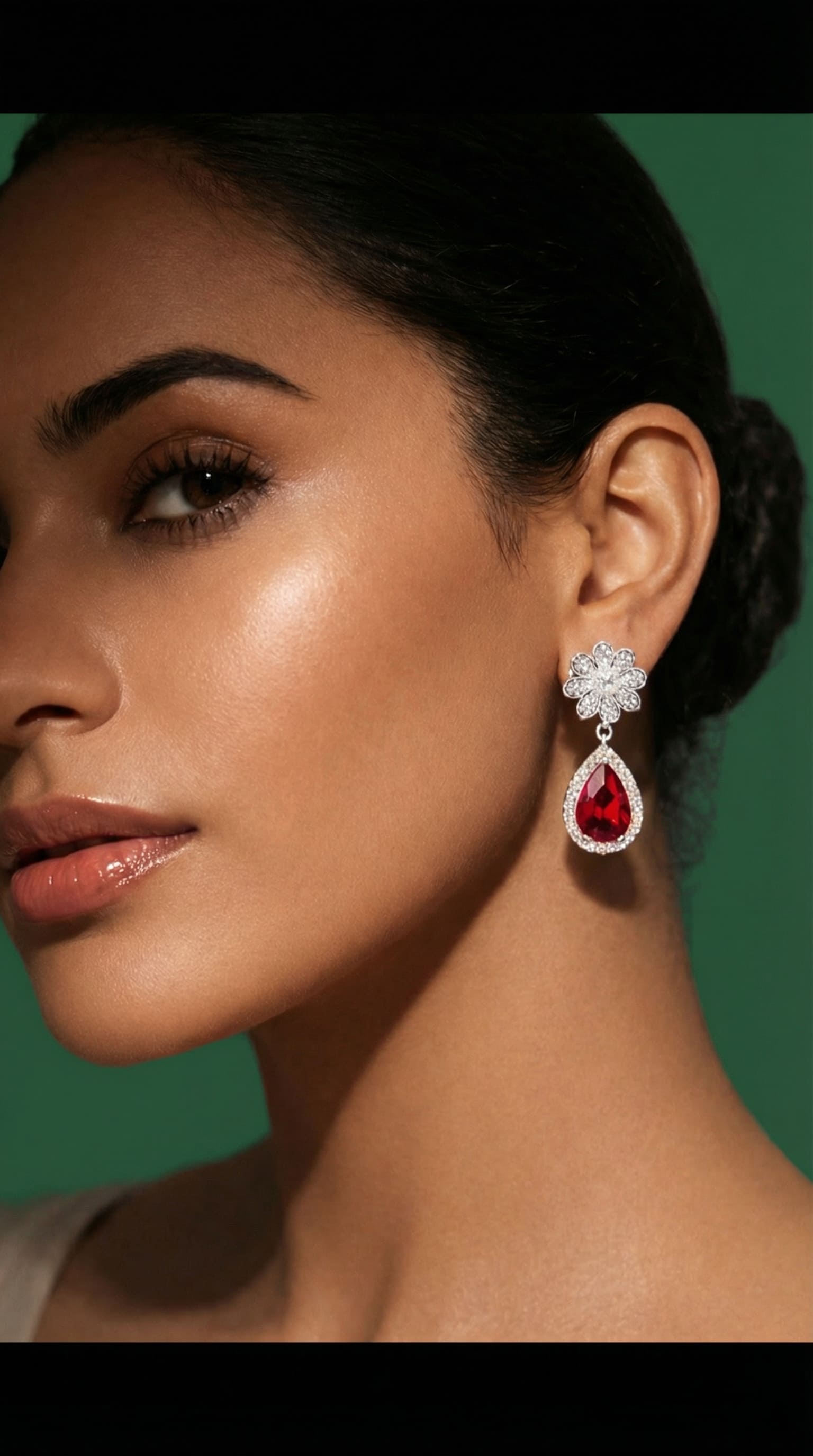 Ruby Petal Elegance Earrings